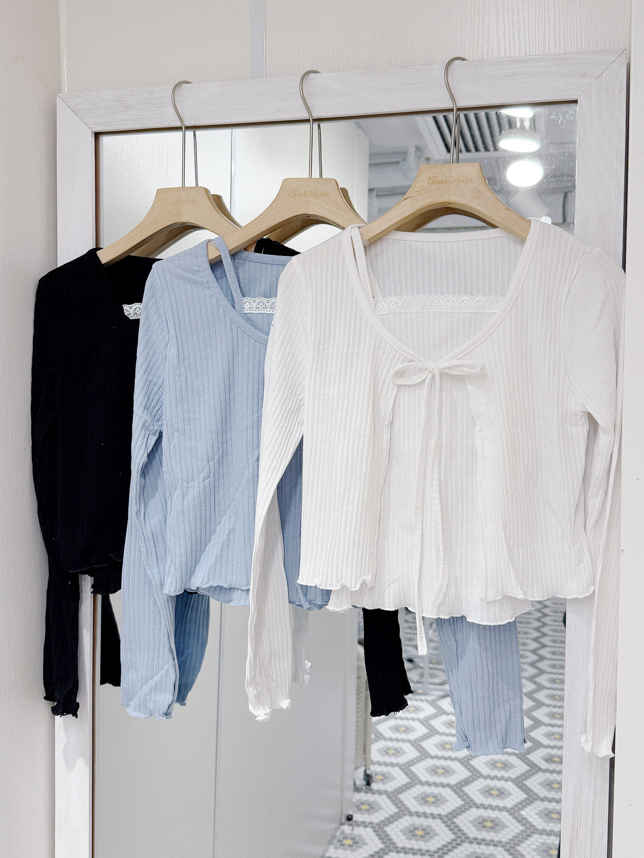 S0230｜約會女友風蕾絲背心連直紋綁帶外套SET݁ ˚୨୧⋆.˚