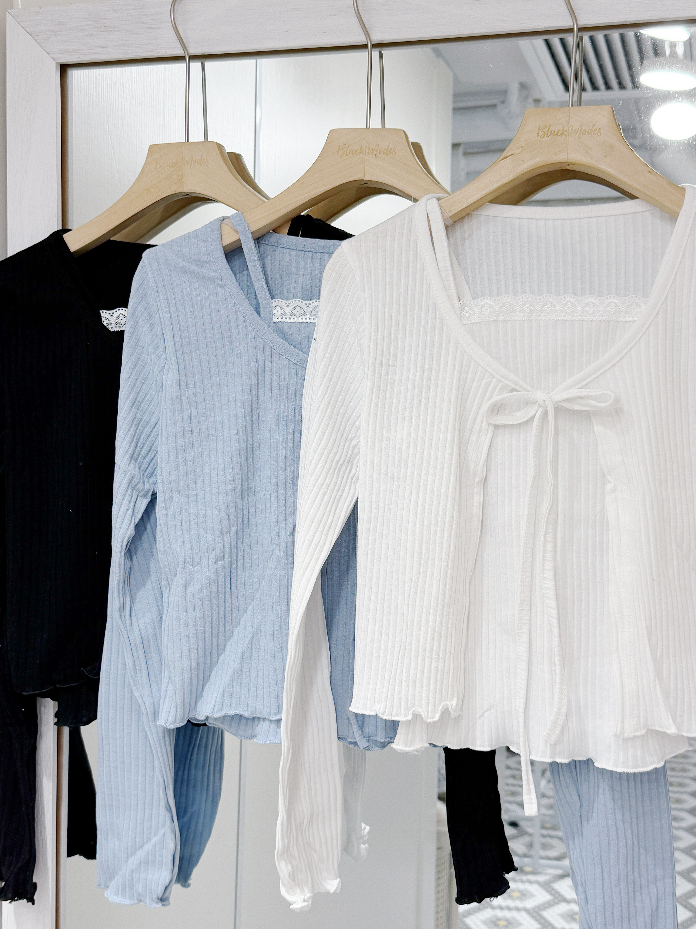 S0230｜約會女友風蕾絲背心連直紋綁帶外套SET݁ ˚୨୧⋆.˚