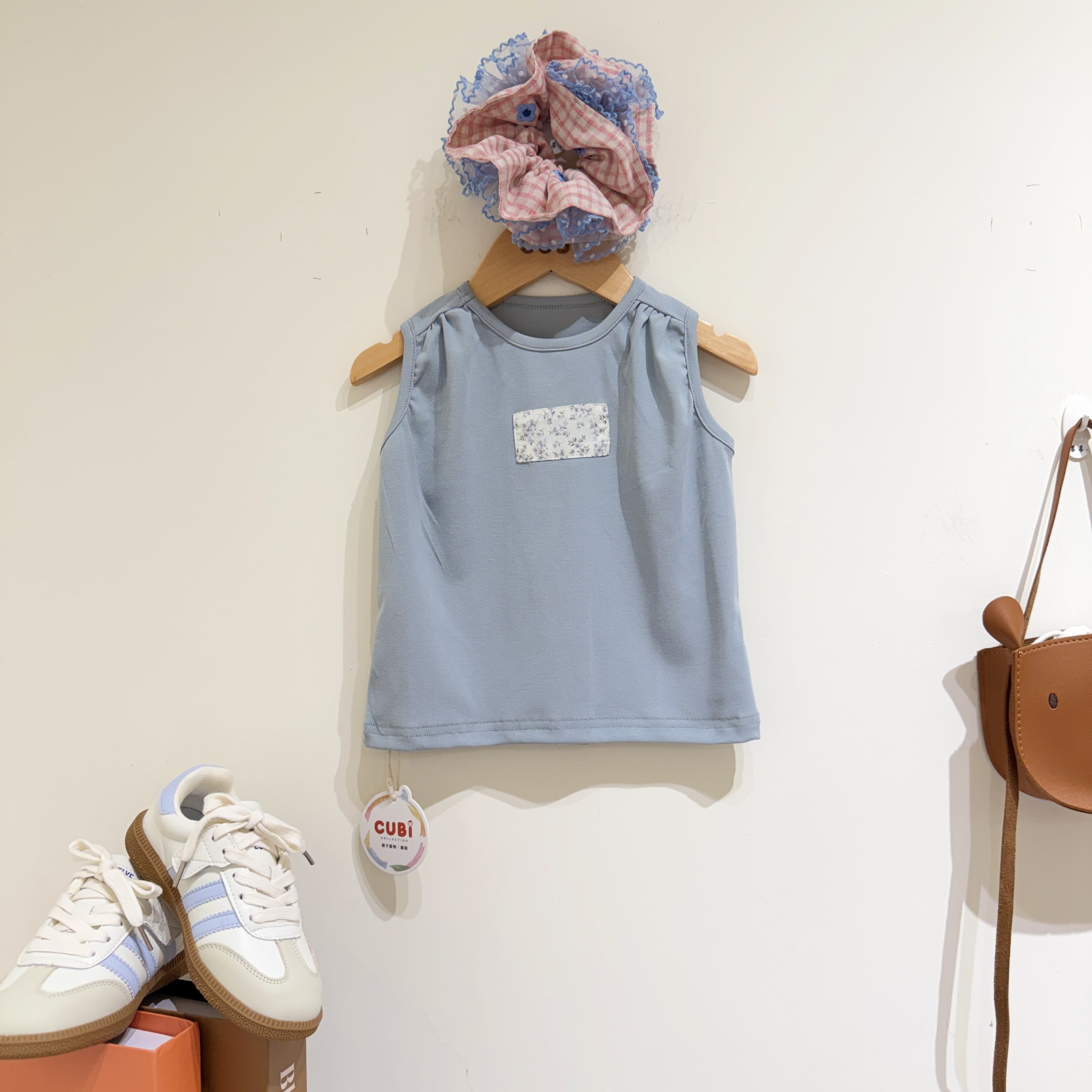 26夏 霧藍拼布背心