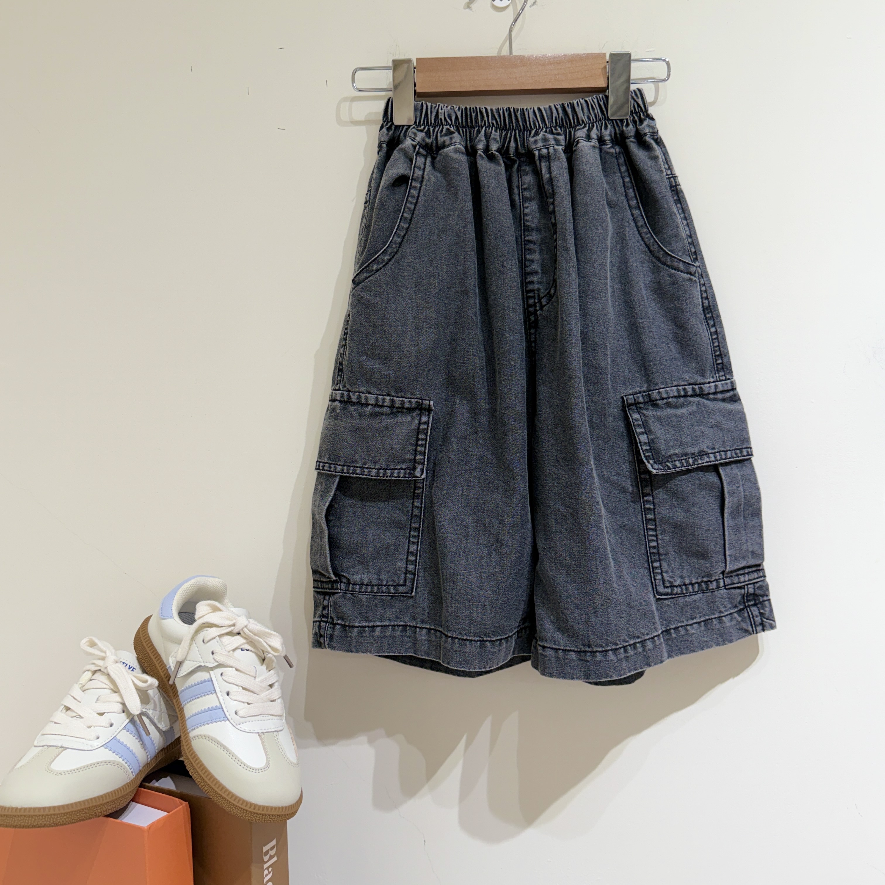 26夏 棉質大口袋寬褲－復古黑