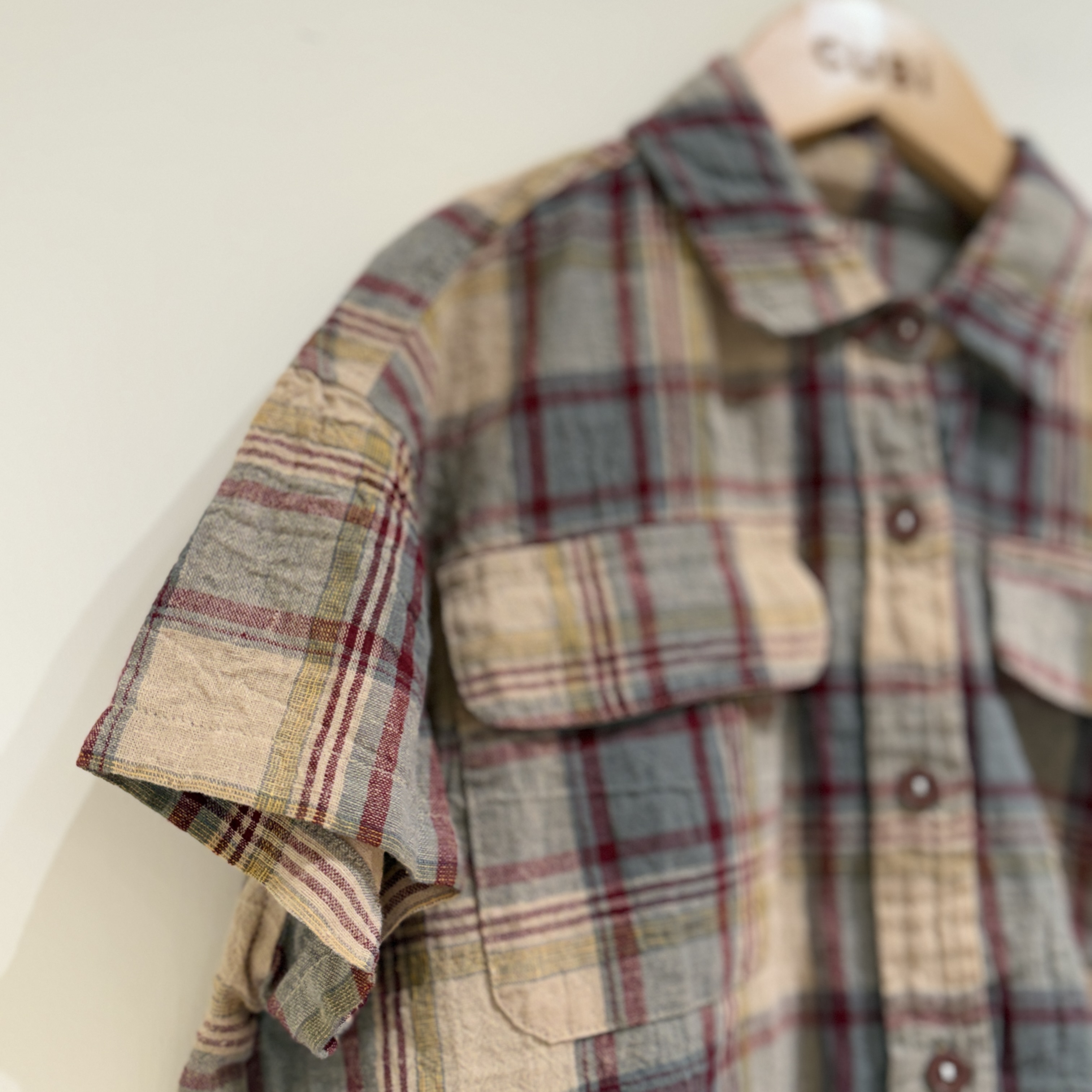 26夏 小復古格紋襯衫-咖黃