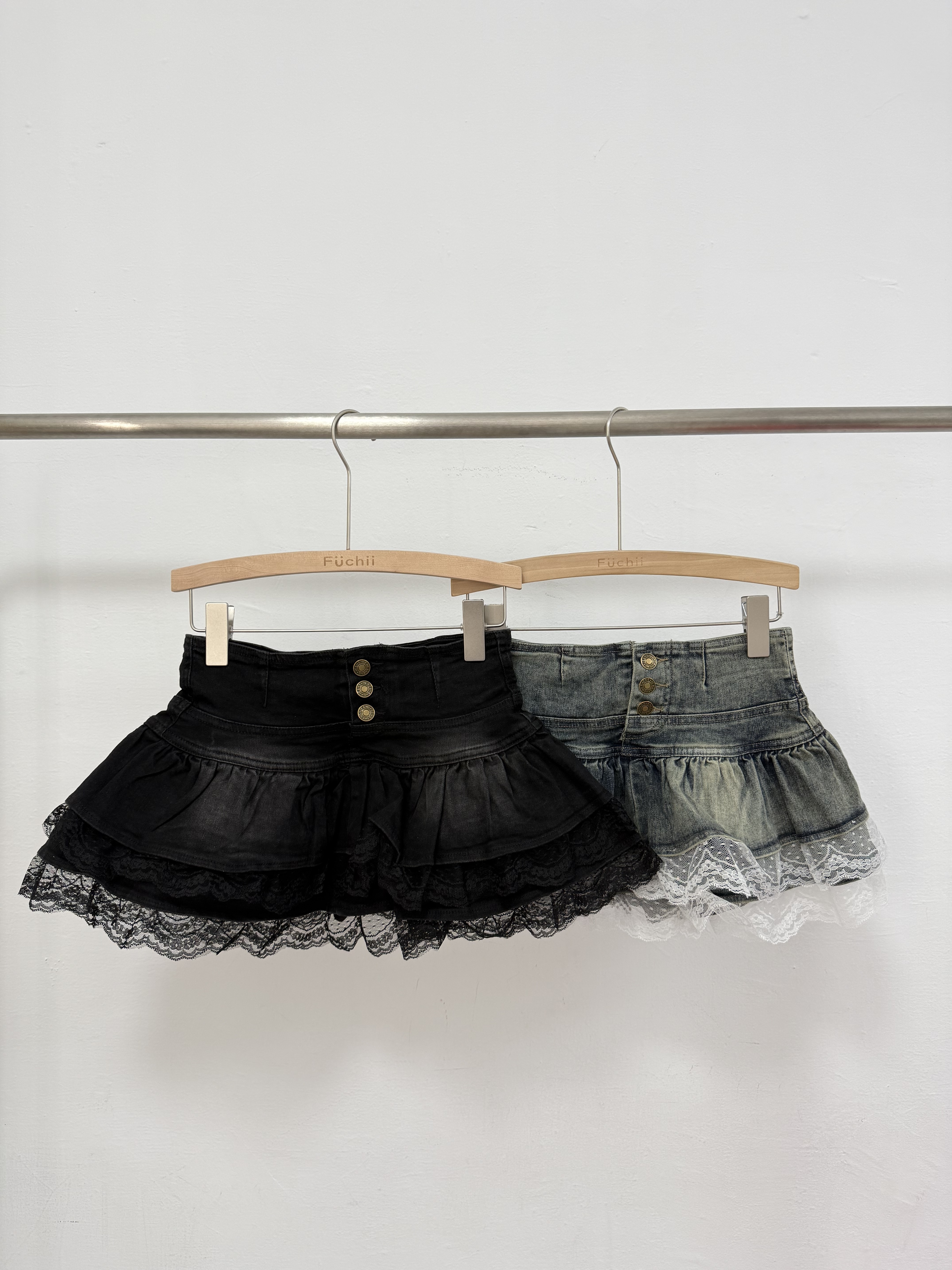 B31拼接蕾絲牛仔蛋糕裙