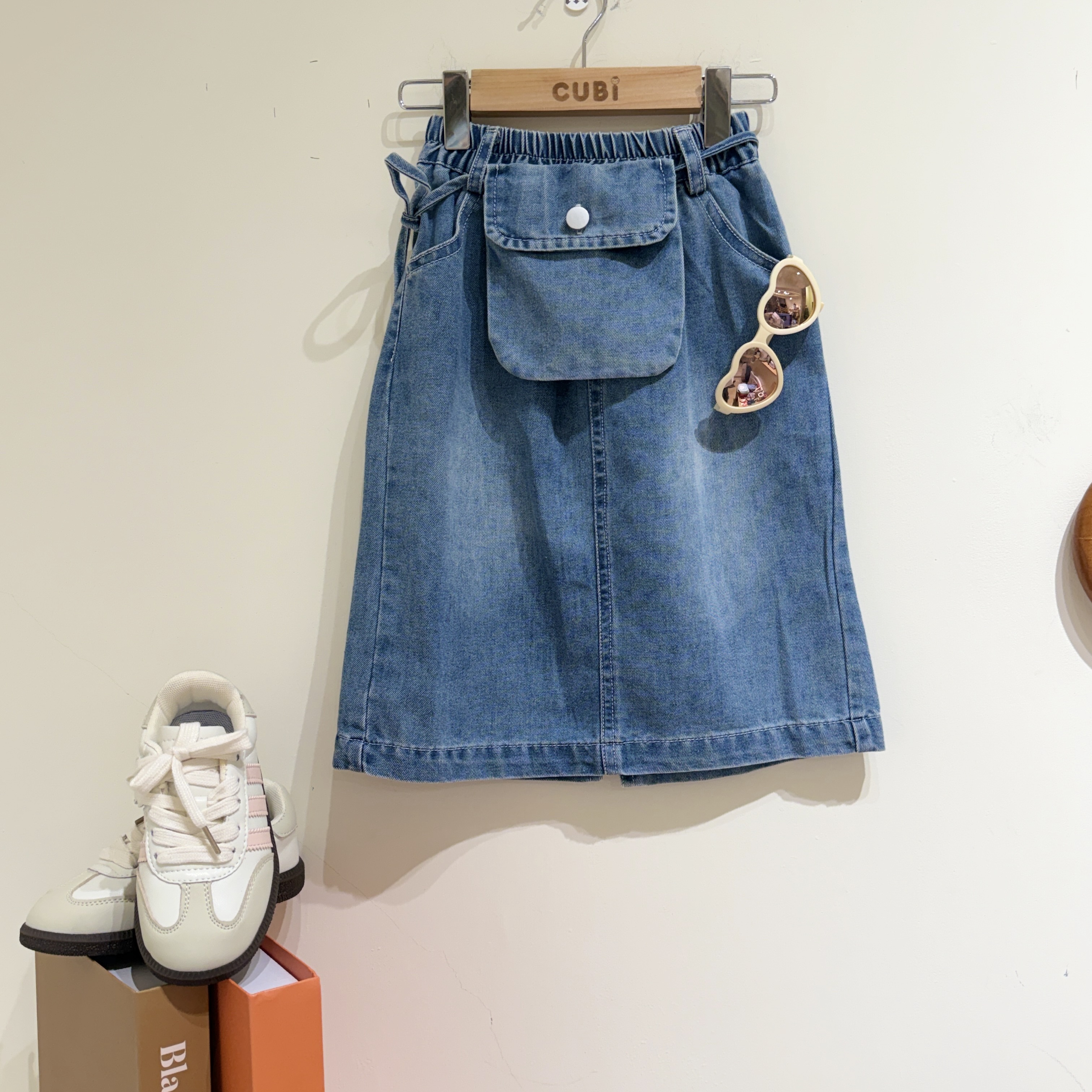 26夏 小口袋丹寧牛仔裙（附腰包）