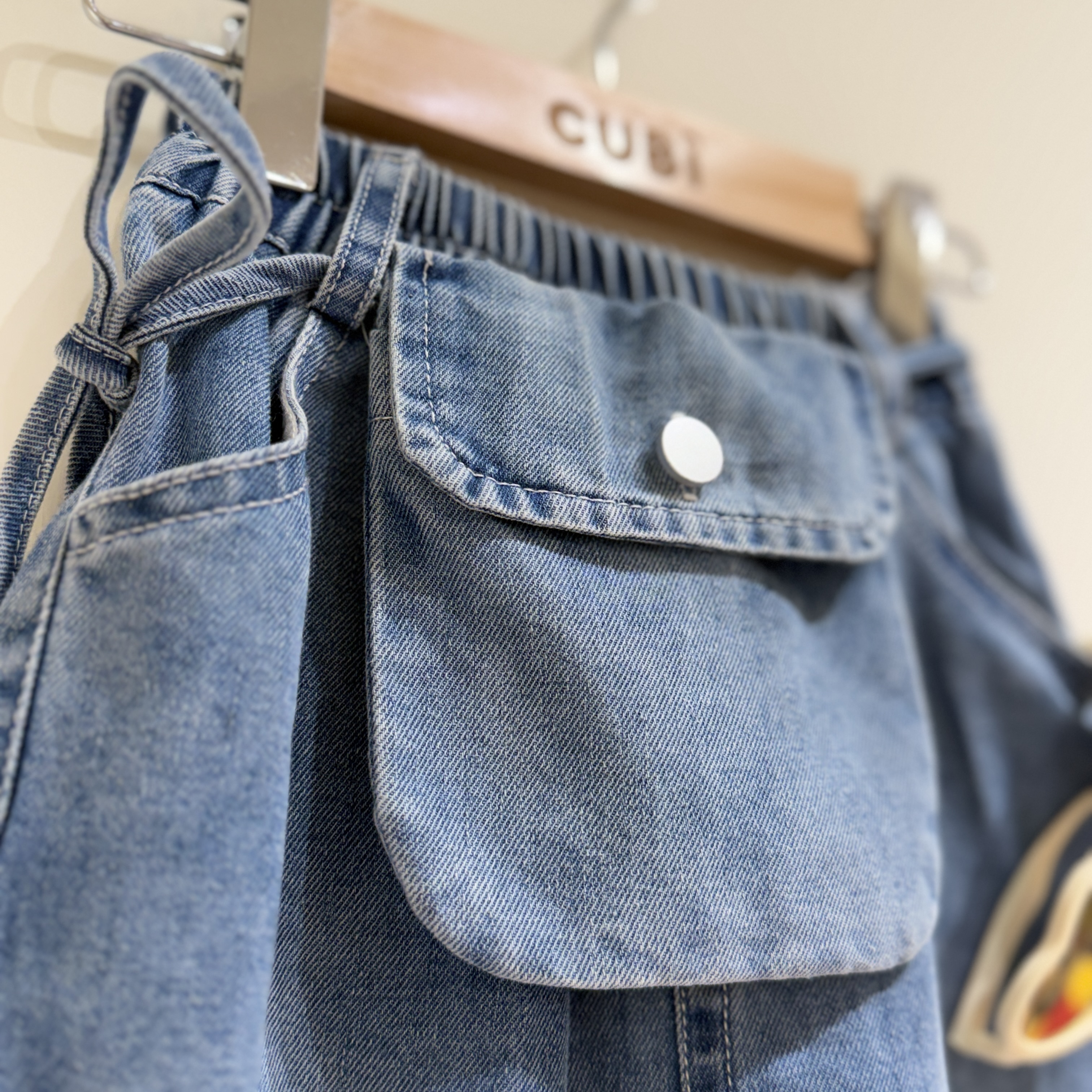 26夏 小口袋丹寧牛仔裙（附腰包）