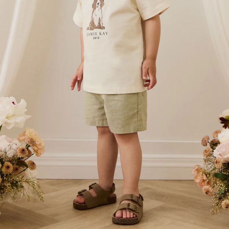 （預購）JAMIEKAY 亞麻棉混紡綁帶短褲 Ali Linen/Cotton Short - Lichen