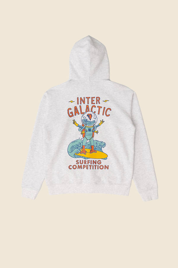 BIG WAVE - INTER GALACTIC HOODY 連帽TEE（ 淺灰）