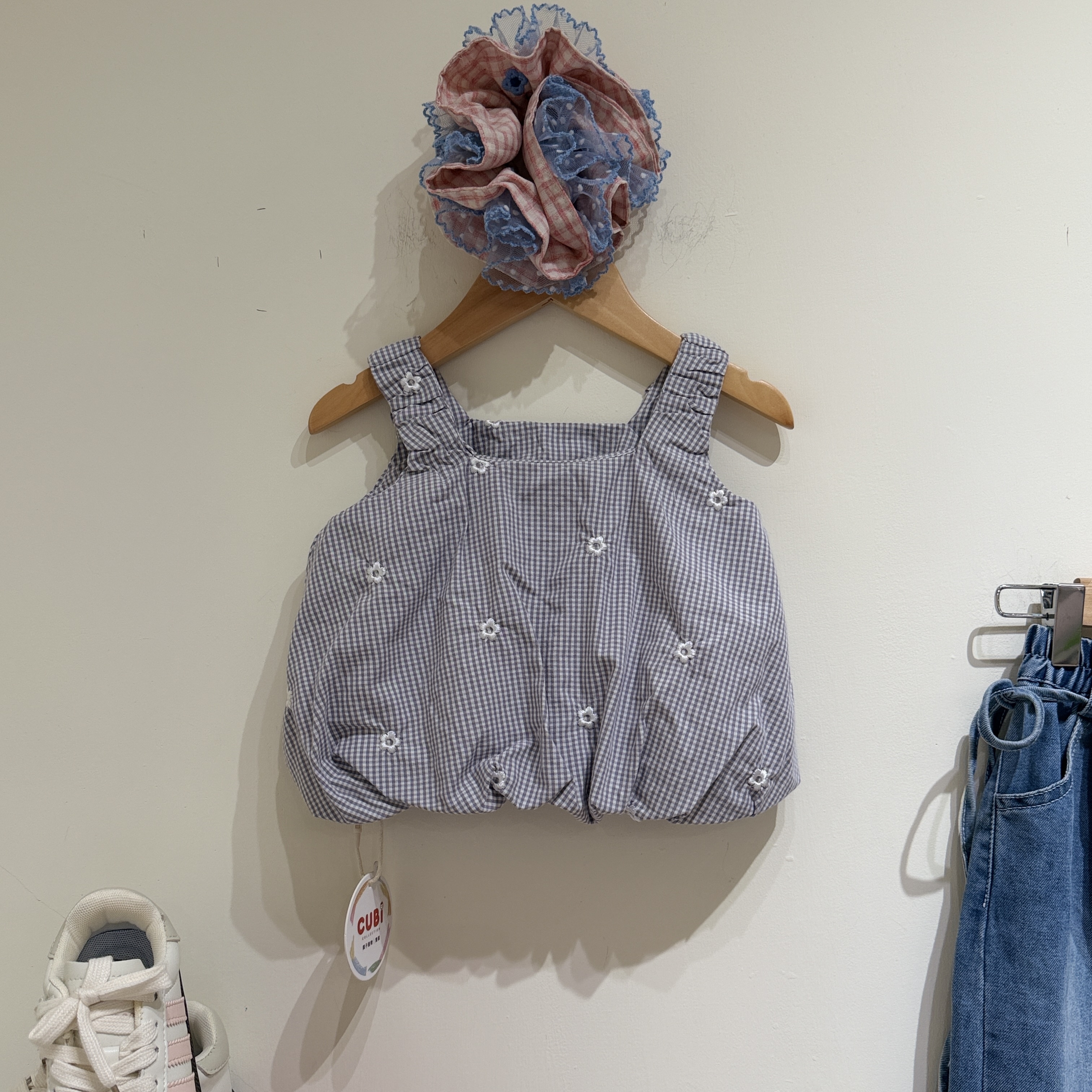 26夏 野餐系格紋小花上衣