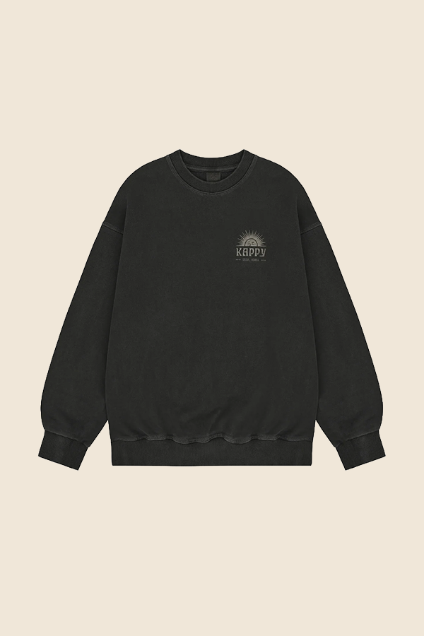 KAPPY DESIGN - SUNNY WINK PIGMENT 棉質大學TEE（炭黑）