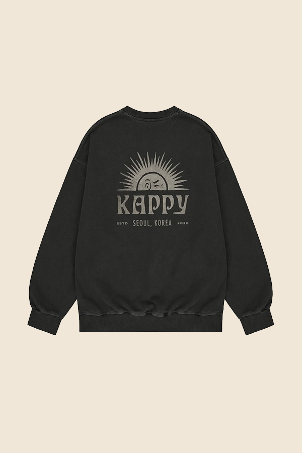 KAPPY DESIGN - SUNNY WINK PIGMENT 棉質大學TEE（炭黑）