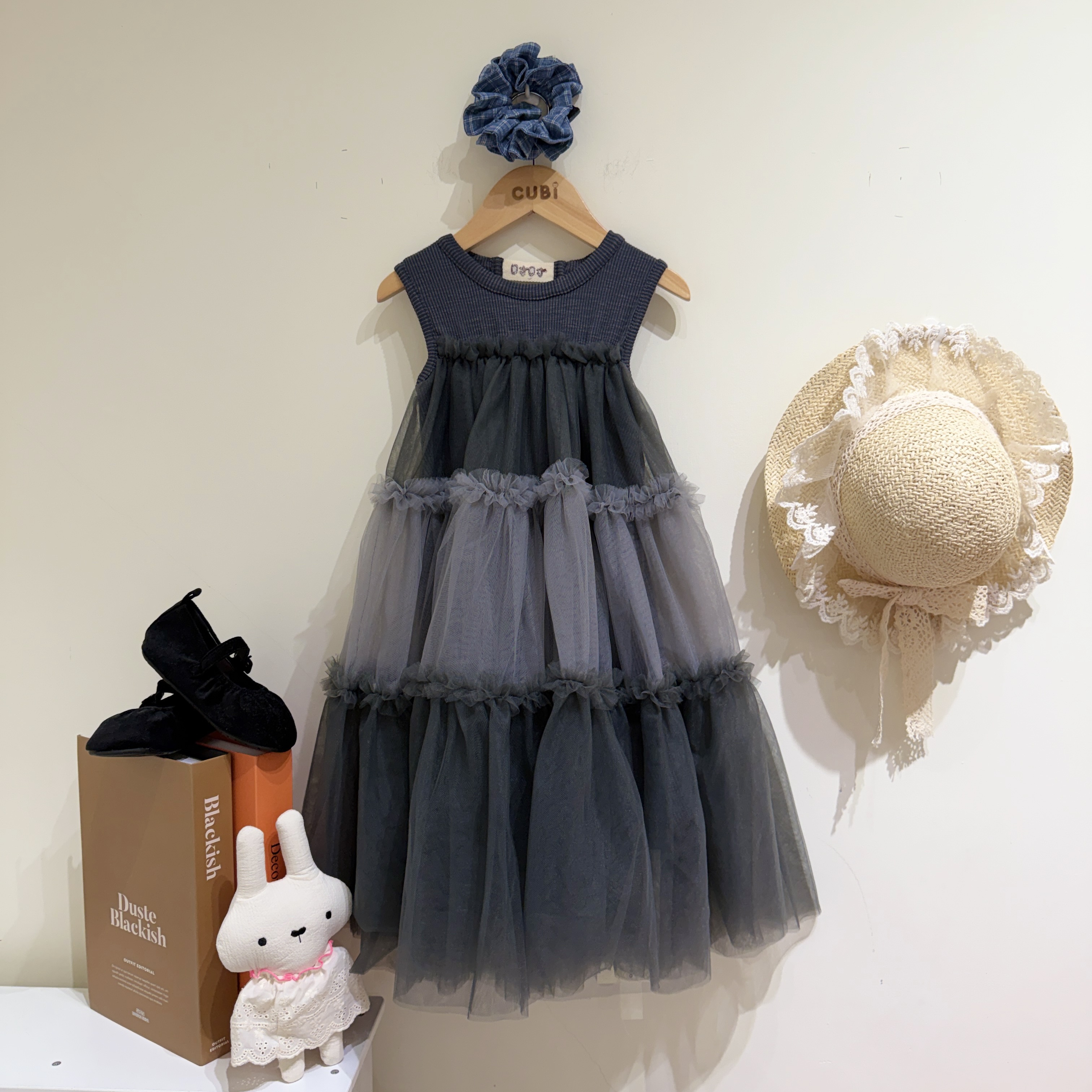 26夏 霧灰層次紗裙洋裝