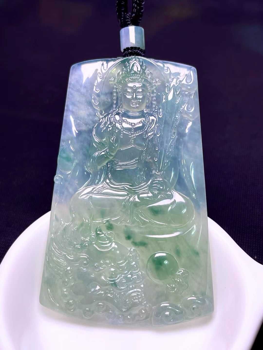 翡翠文殊菩薩吊墜,天然翡翠A玉, 緬甸玉, Jade, Jadeite