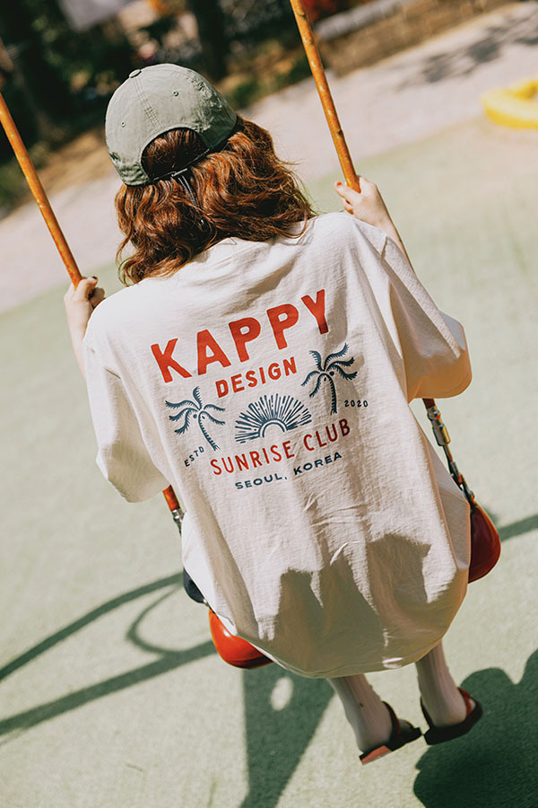 KAPPY DESIGN - PALM COAST HALF 短TEE（奶白）