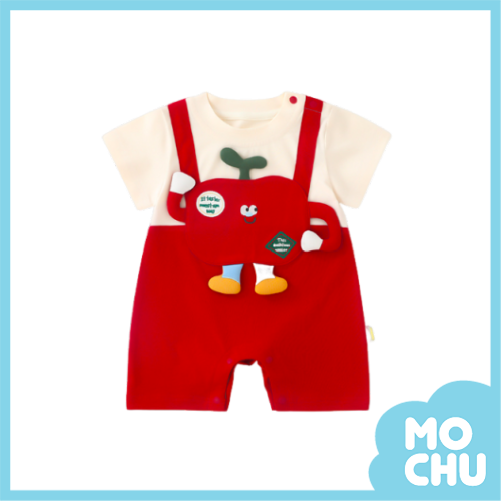 蘋果人假兩件短袖連身衣