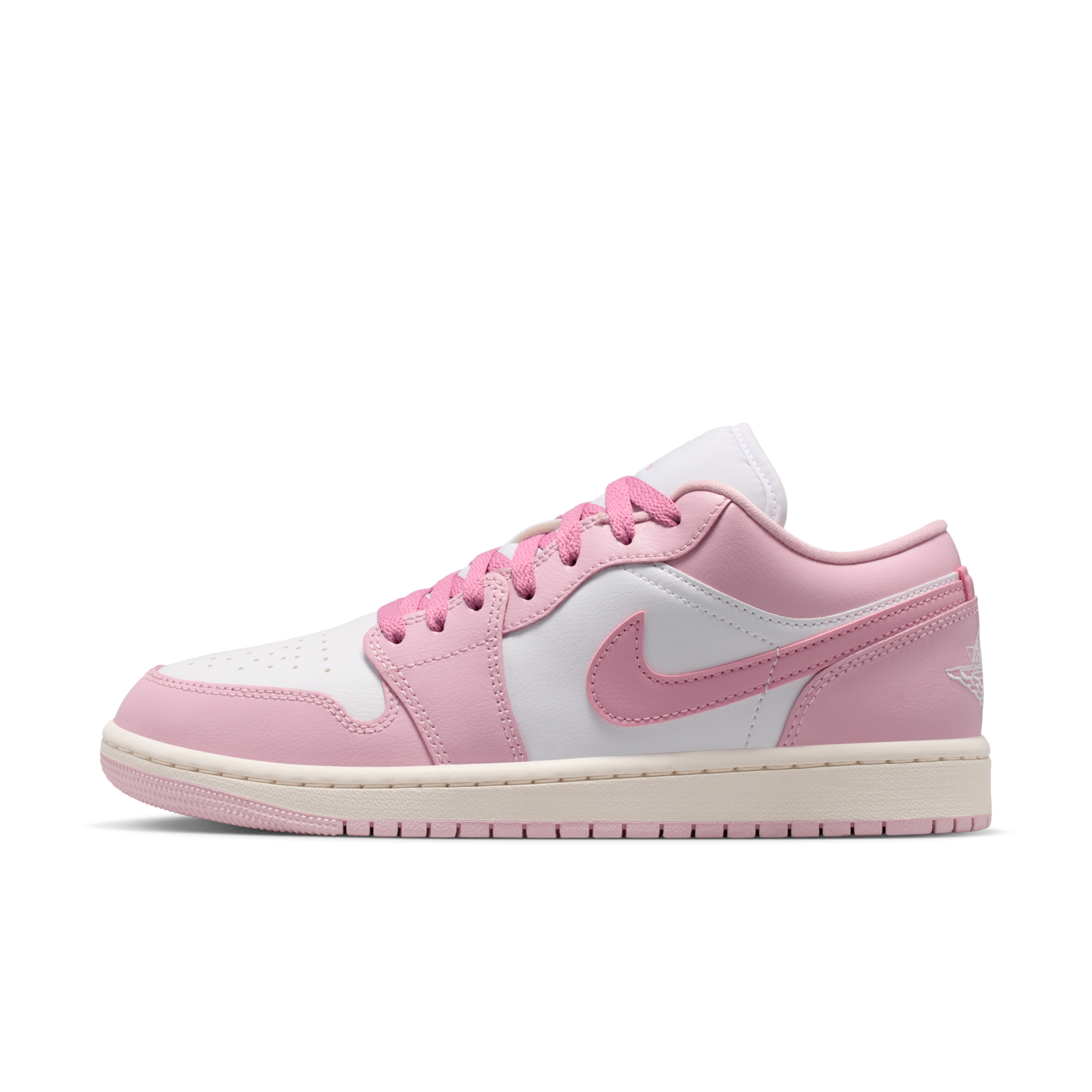 男女鞋 NIKE W AIR JORDAN 1 LOW 'Iced Carmine' 粉白 皮革 緩震 低筒 休閒鞋【DC0774-607】AJ1