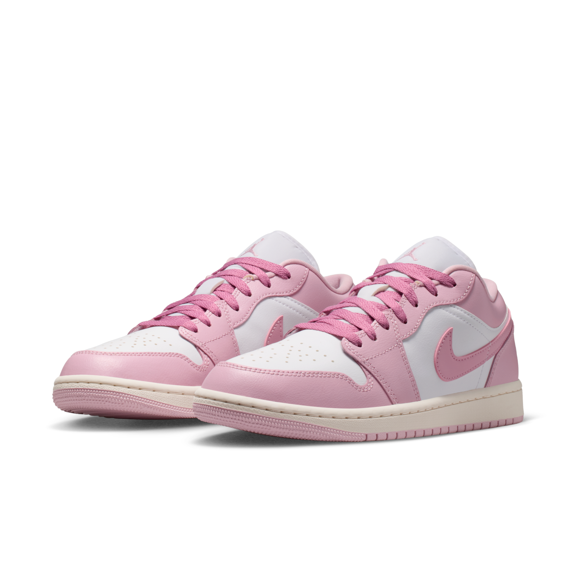 男女鞋 NIKE W AIR JORDAN 1 LOW 'Iced Carmine' 粉白 皮革 緩震 低筒 休閒鞋【DC0774-607】AJ1