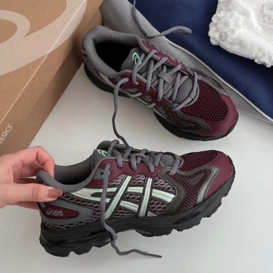 ASICS GEL-K1011 灰紅 酒紅 綠邊 網布 休閒 運動 1203A756-600