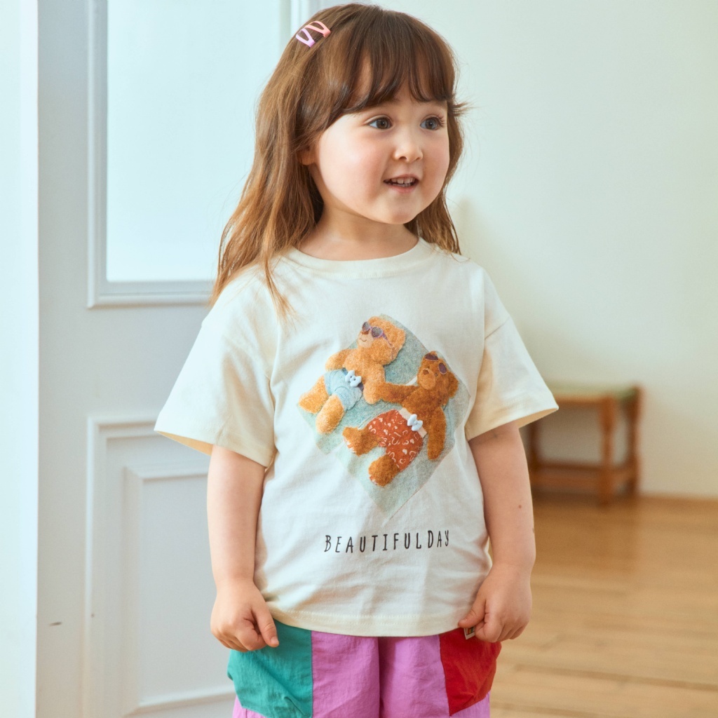 韓國🇰🇷1stblue 日光浴小熊短袖T恤(5-15)