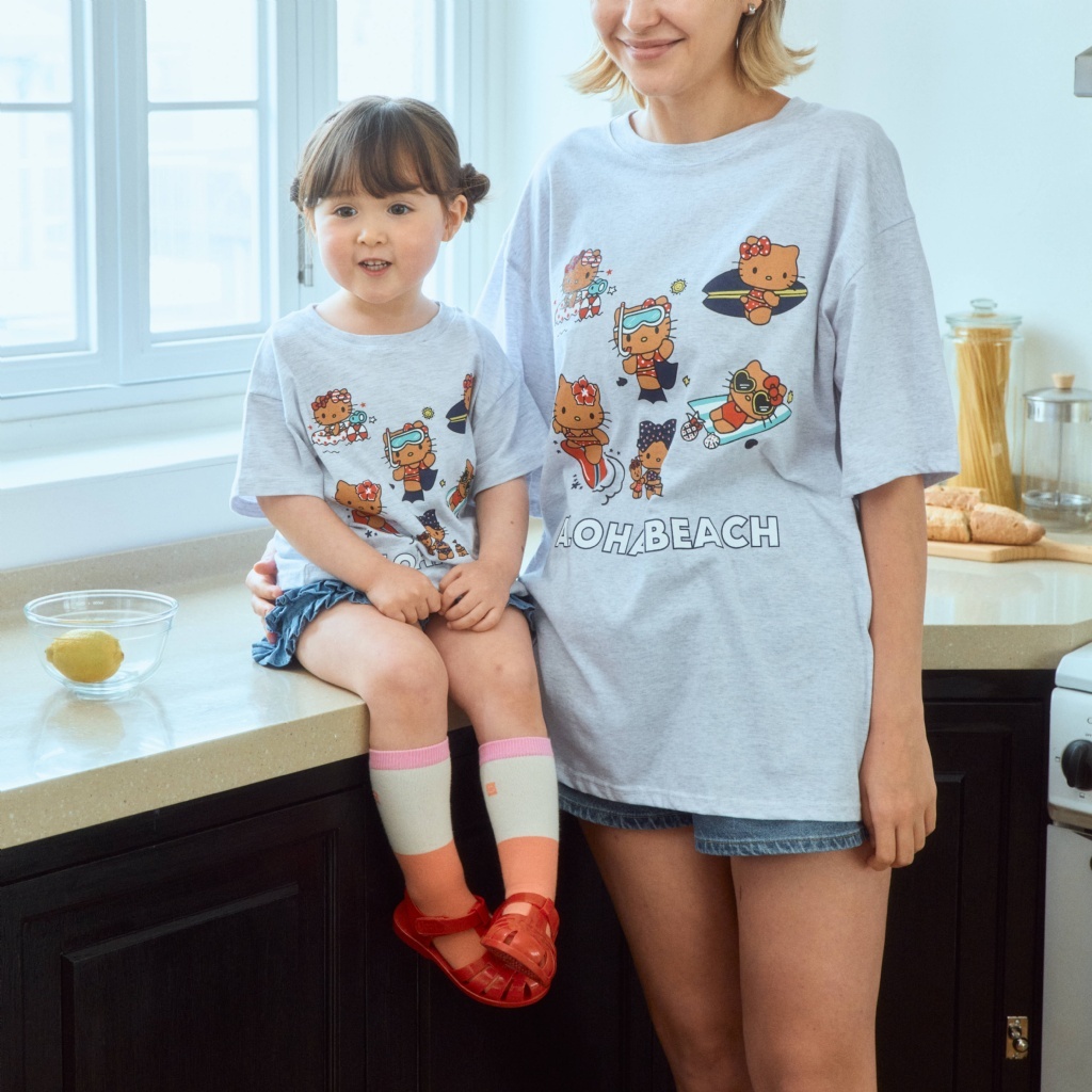 韓國🇰🇷1stblue 沙灘KITTY親子短袖T恤(5-15/Freesize)