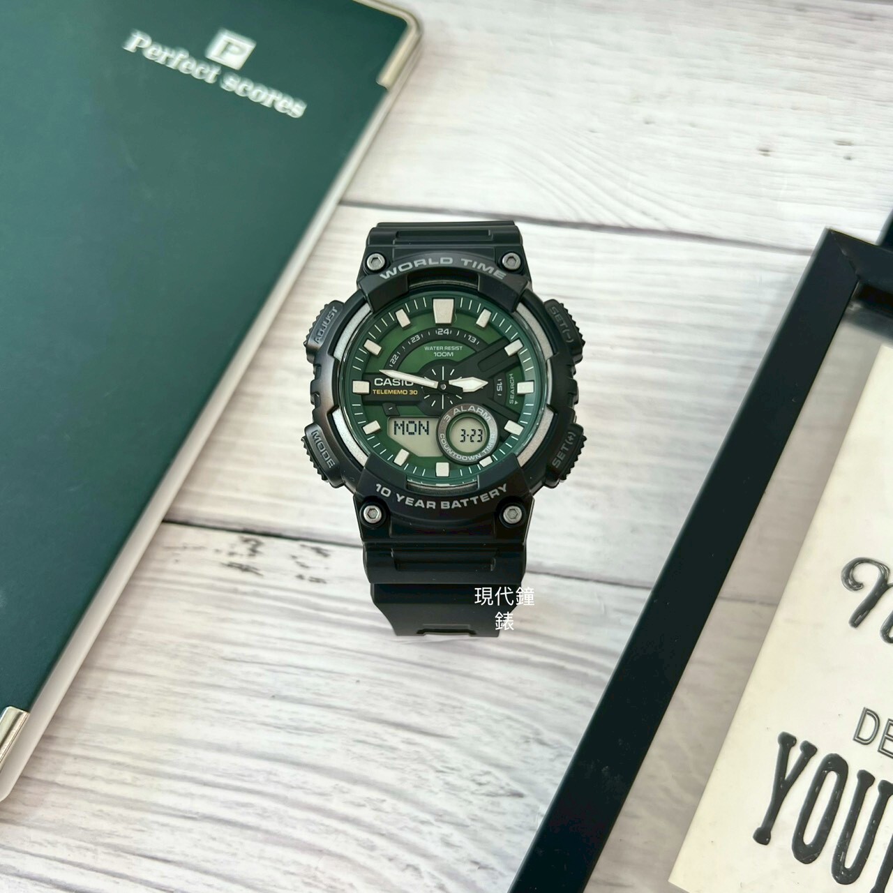 【CASIO 卡西歐】10年電力100米防水雙重顯示運動錶 AEQ-110W-3A2 48.2mm 現代鐘錶