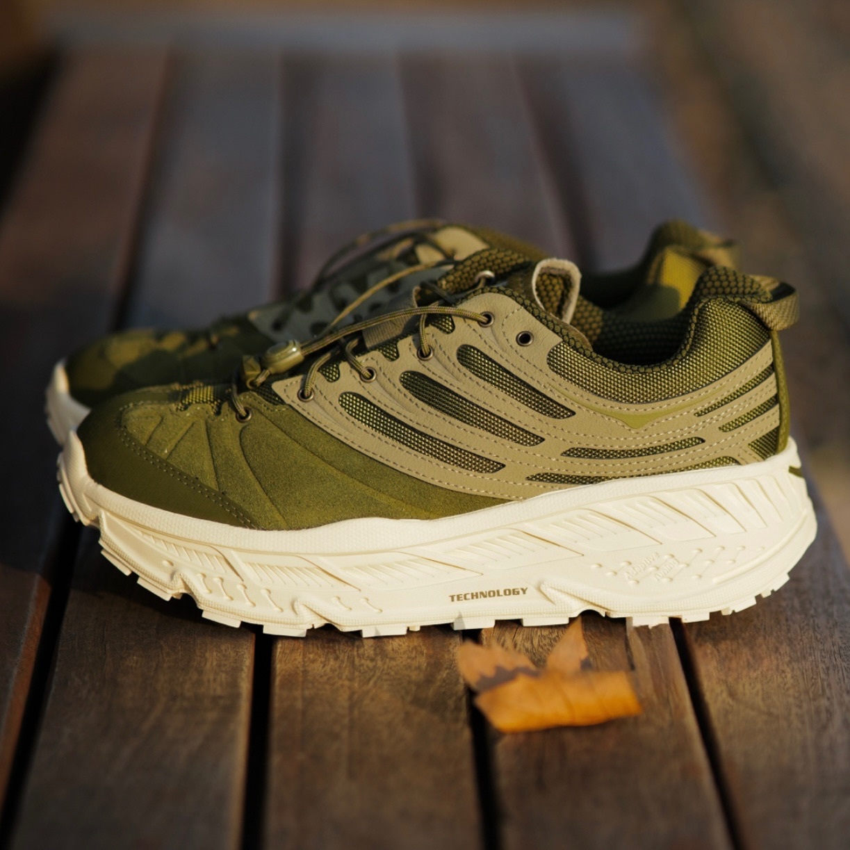 HOKA U STINSON EVO OG TP 橄欖綠 米白 厚底 機能布 麂皮 休閒 1166450-MRNW