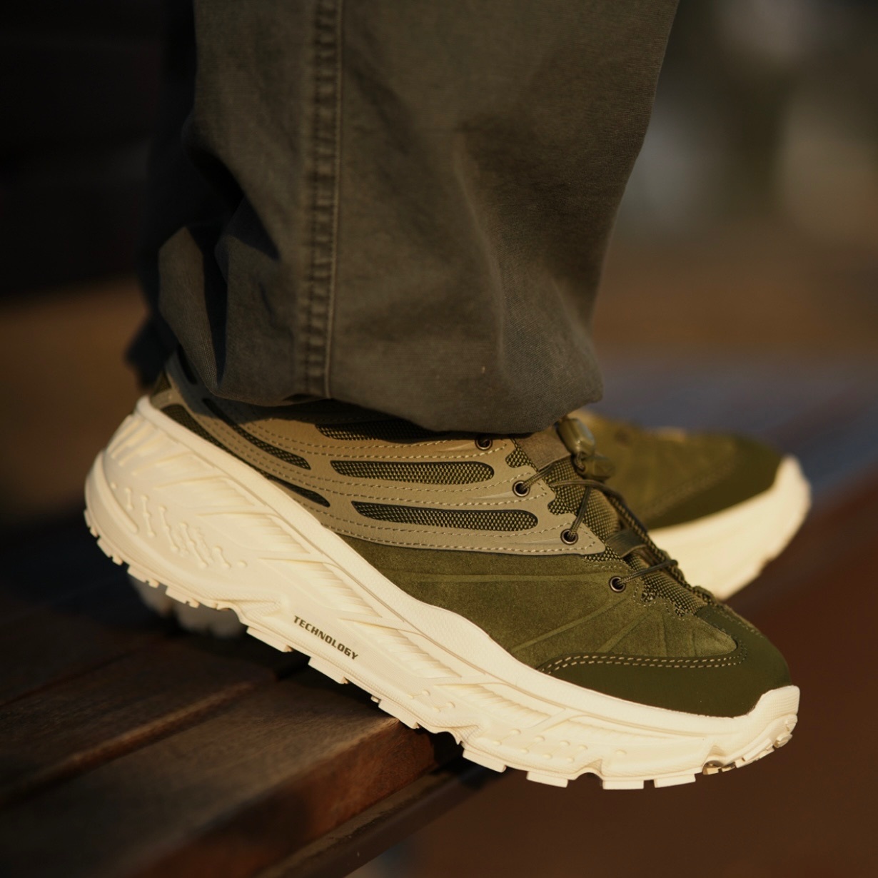 HOKA U STINSON EVO OG TP 橄欖綠 米白 厚底 機能布 麂皮 休閒 1166450-MRNW