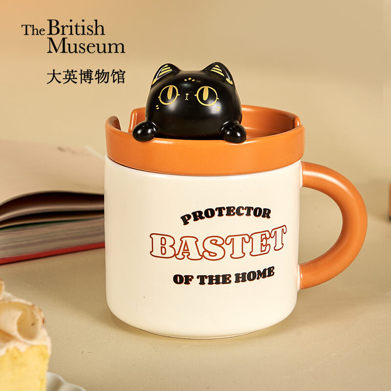 大英博物館｜巴斯特系列｜趴趴貓手機支架帶蓋馬克杯