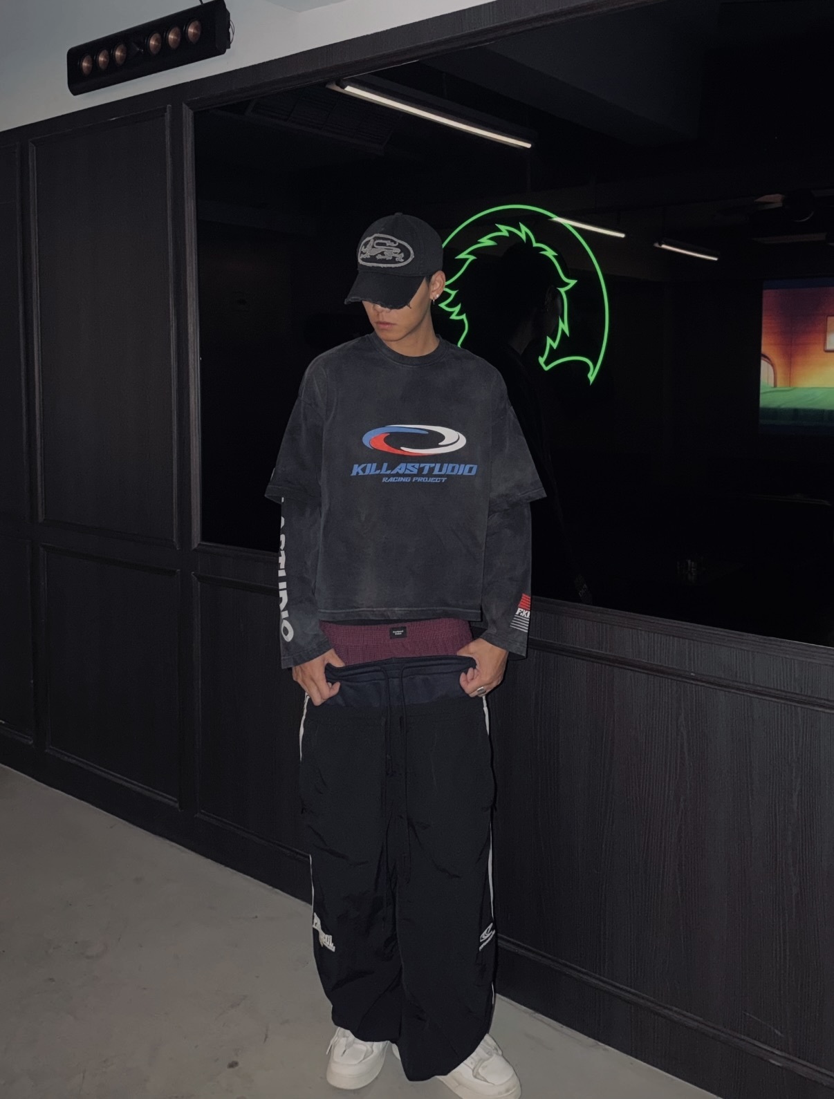 Fashion Killia RACING PROJECT HARNESS LS TEE 假兩件式 水洗 長TEE