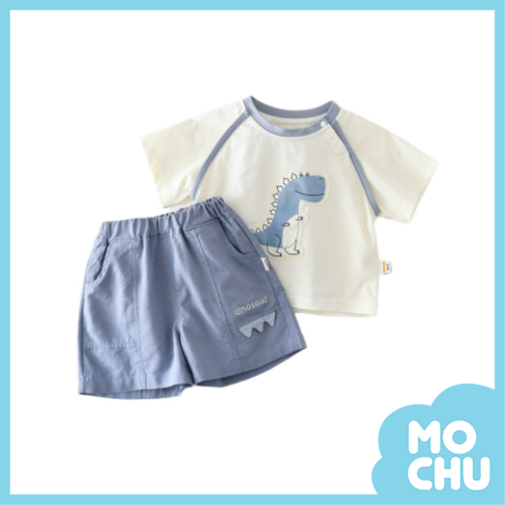 藍恐龍貼布短袖套裝