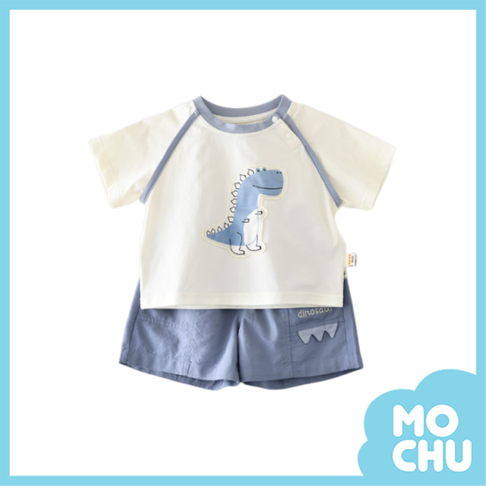 藍恐龍貼布短袖套裝