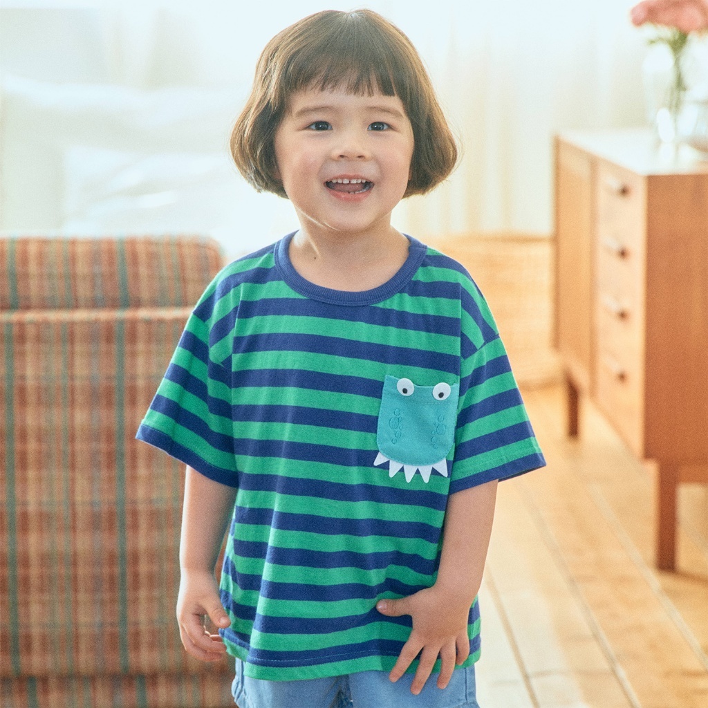 韓國🇰🇷1stblue 恐龍口袋條紋上衣(5-15)