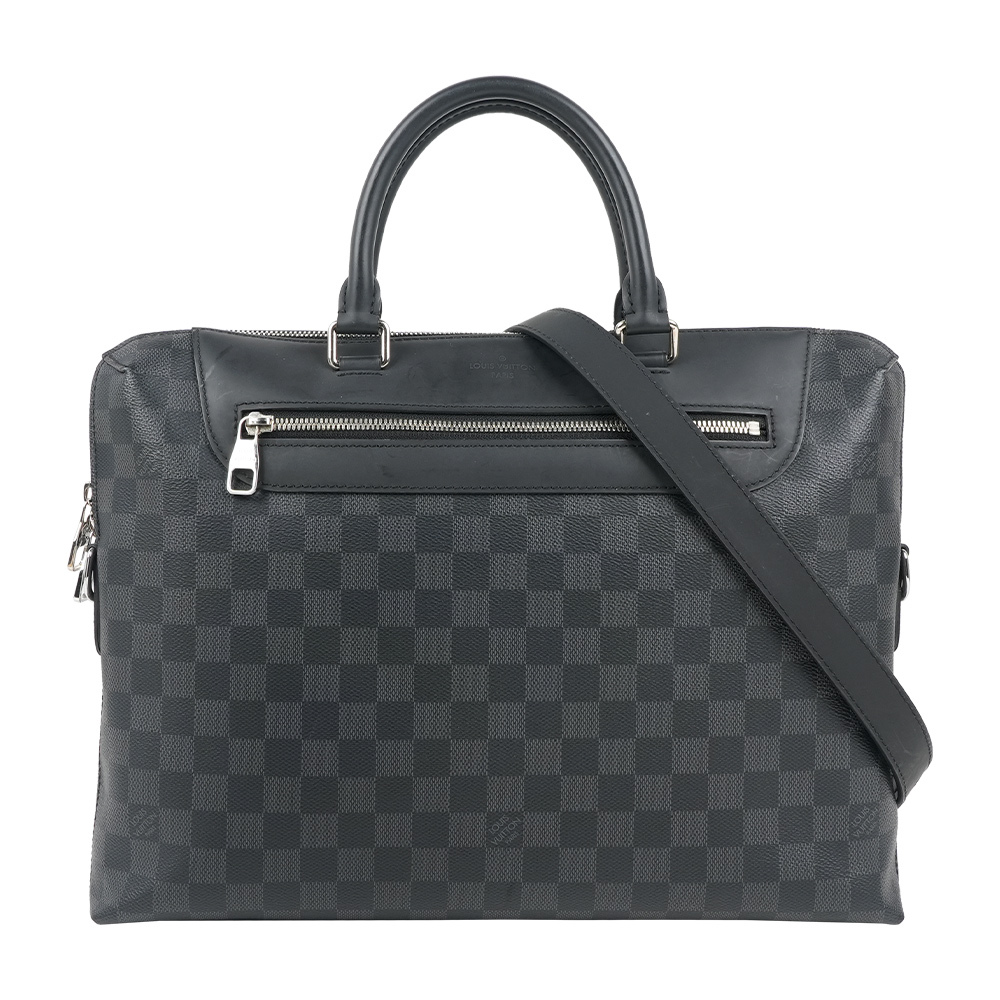 【Louis Vuitton】PDJ 經典棋盤格塗層帆布二用公事包(黑灰色)