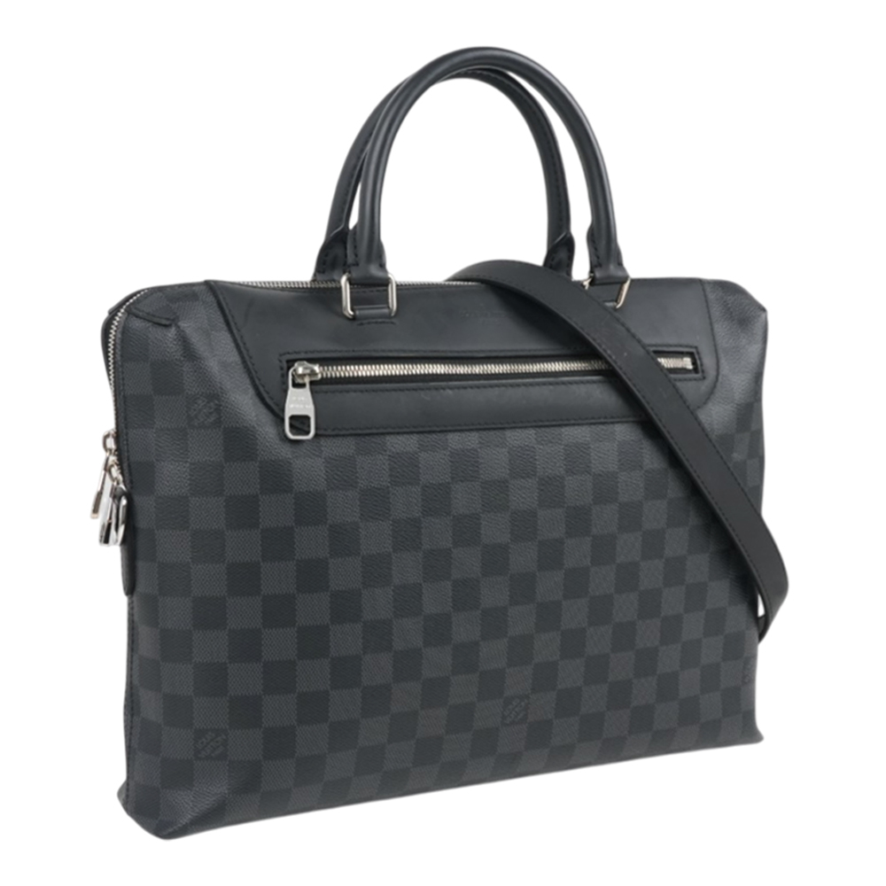 【Louis Vuitton】PDJ 經典棋盤格塗層帆布二用公事包(黑灰色)
