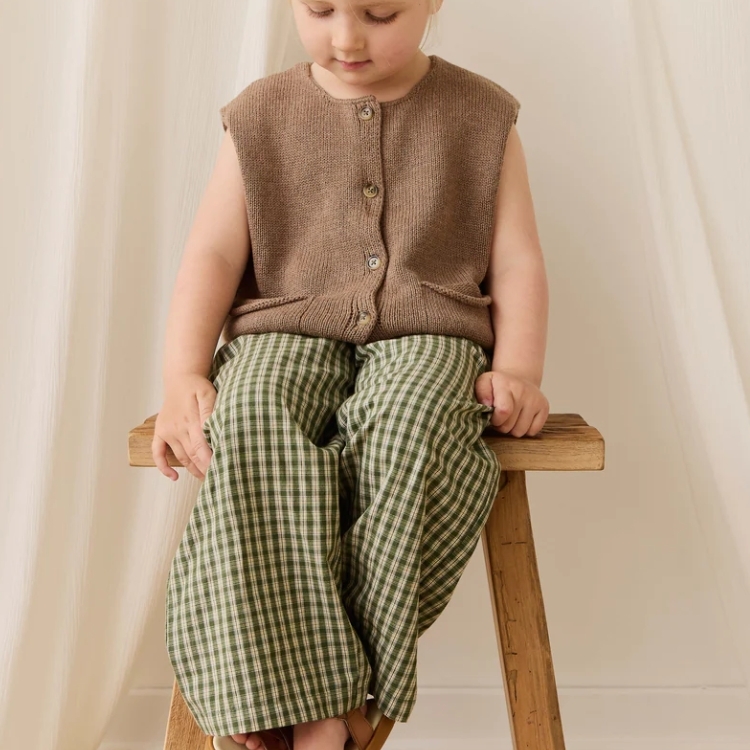 （預購）JAMIEKAY 經典小格紋直筒綁帶褲 Organic Cotton Kenji Pant - Ravine Check