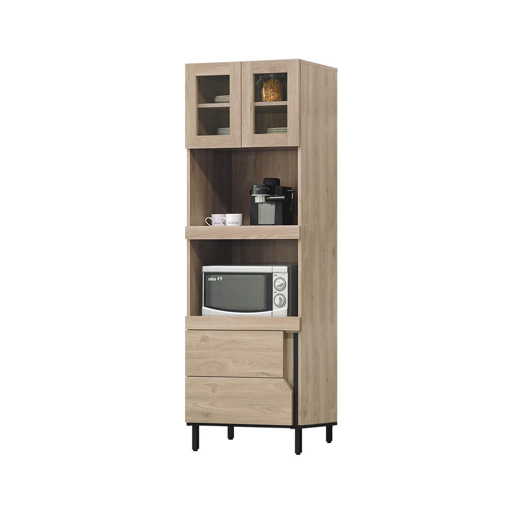 柏蒂家居-羅迪2尺二門二抽中開放式高餐櫃/電器櫃