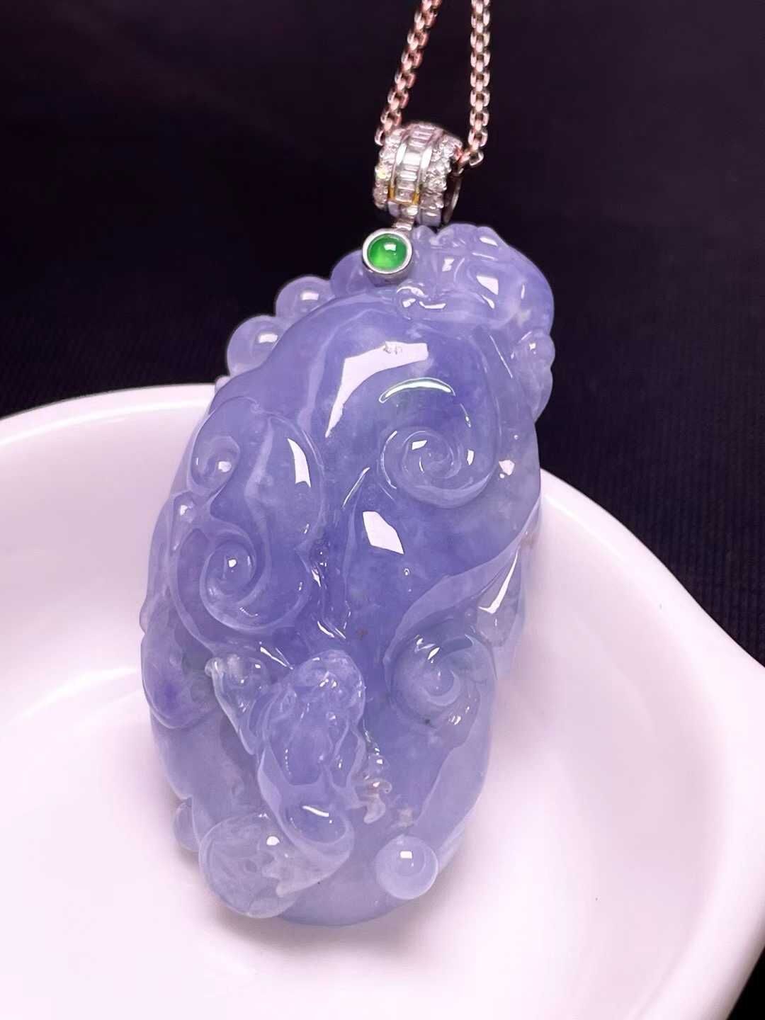 翡翠如意吊墜,天然翡翠A玉, 緬甸玉, Jade, Jadeite