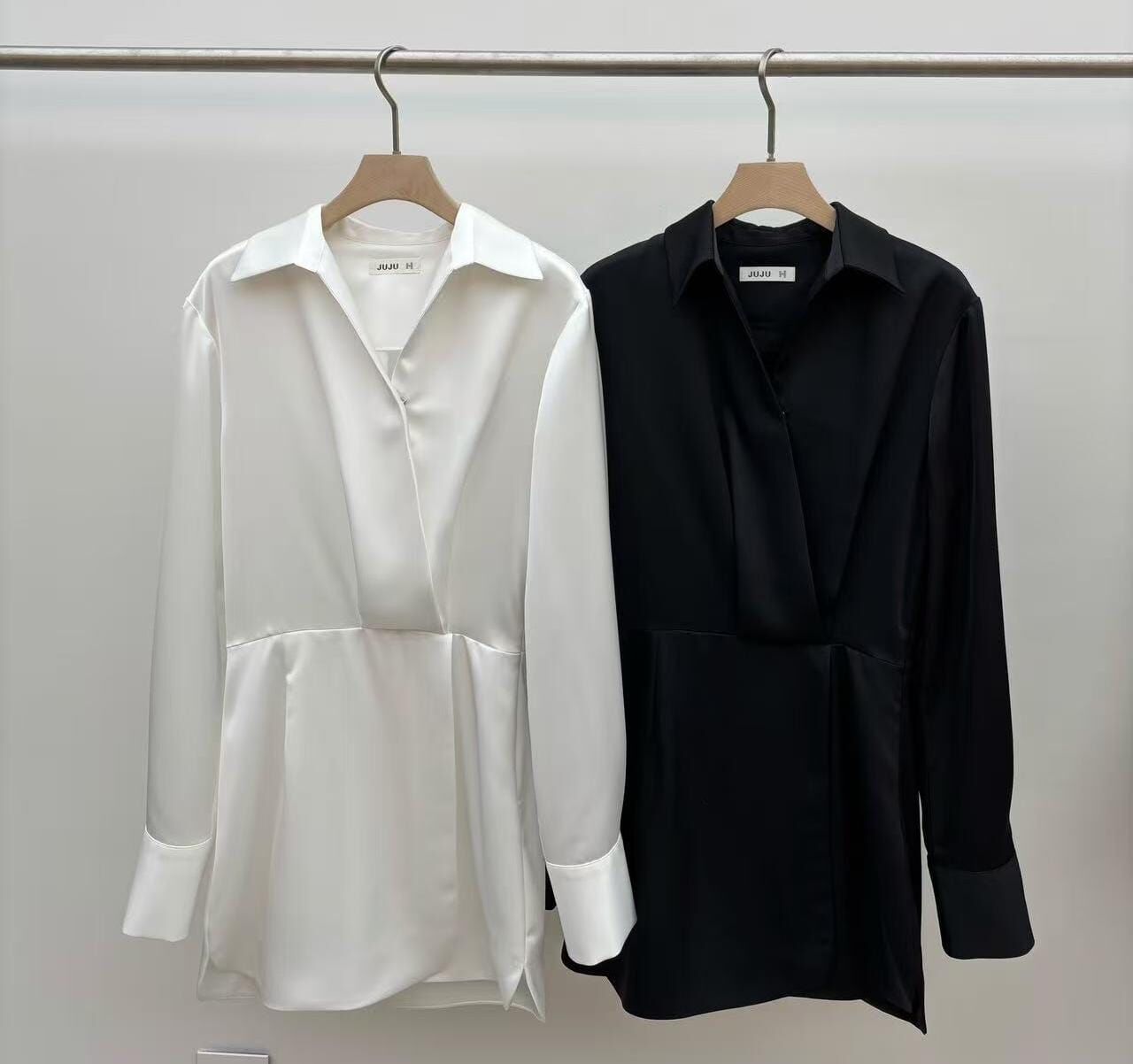 JU6004 前頁包裹式緩緞面連身裙