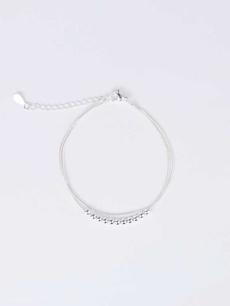 925純銀串珠雙鍊條手鍊