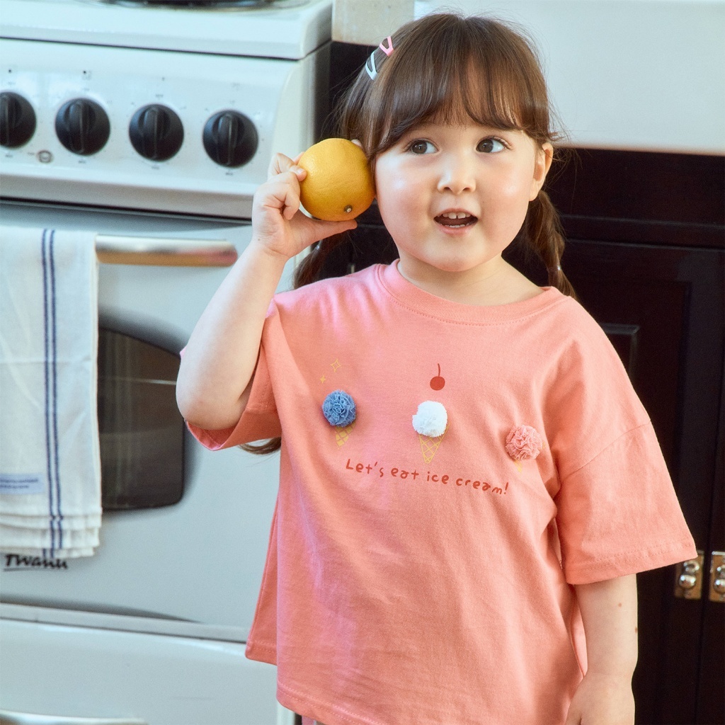 韓國🇰🇷1stblue 立體花朵甜筒短袖T恤(5-15)