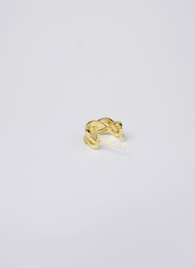 925純銀麻花編織碎鑽耳環