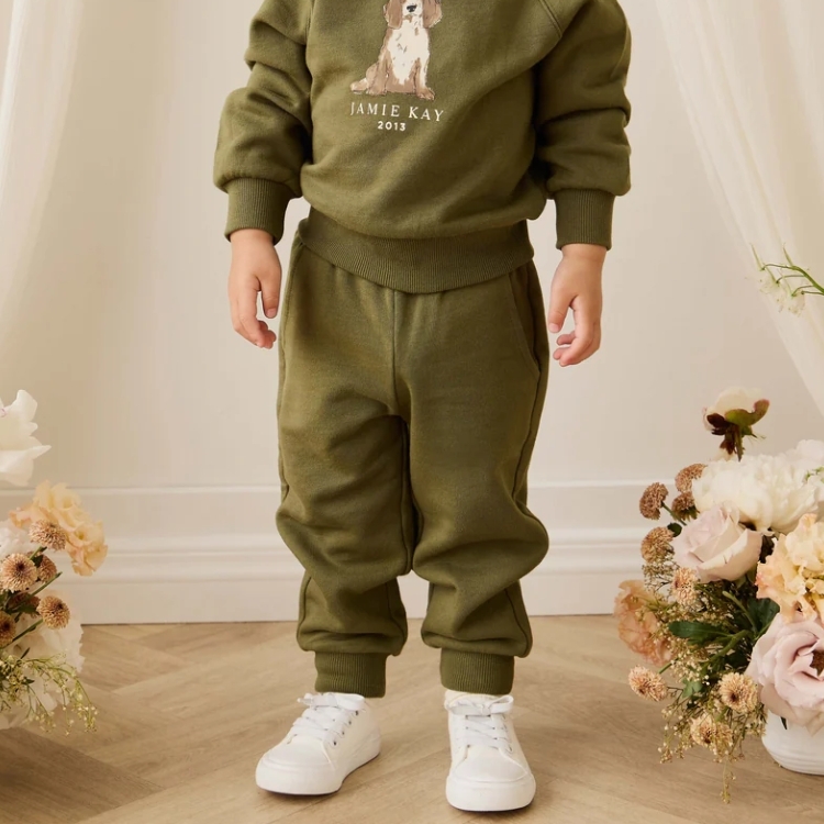 （預購）JAMIEKAY 綁帶束口長褲 Organic Cotton Nash Track Pant - Sicilian Olive