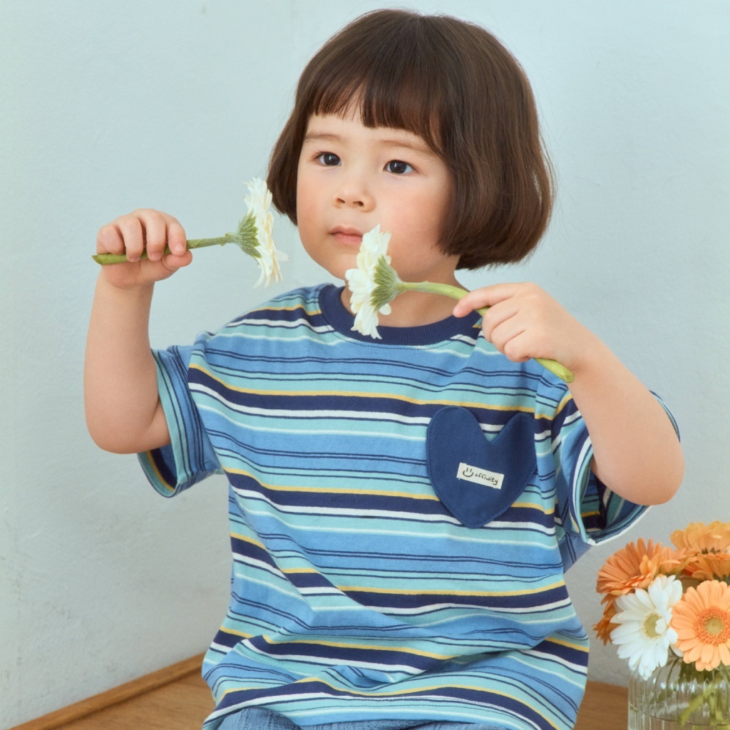 韓國🇰🇷1stblue 愛心口袋條紋上衣(5-15)