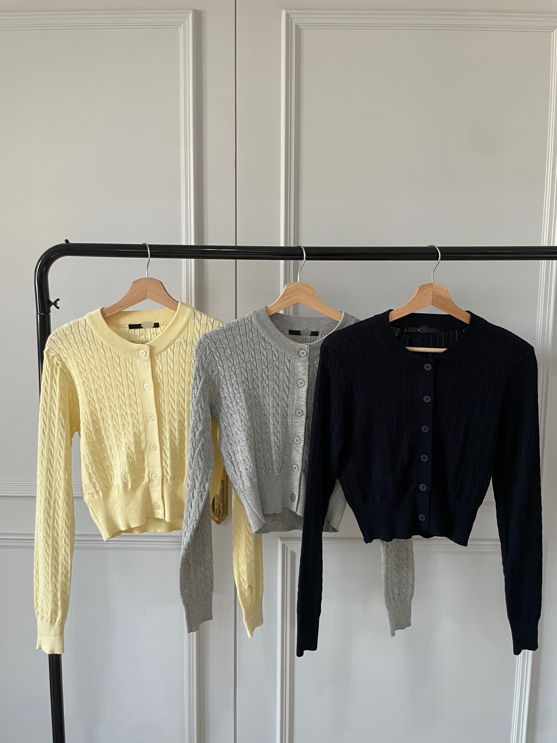 #AM63 縮腰麻花外套(白/灰/藍/黃)