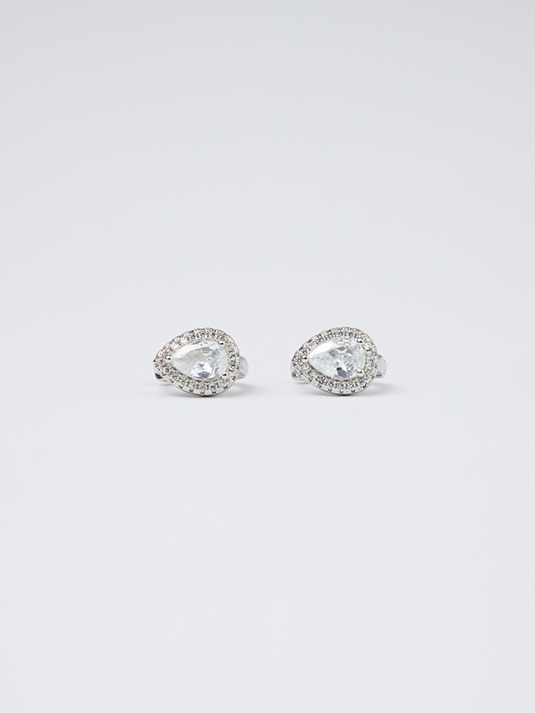 925純銀水滴鑲鑽耳環