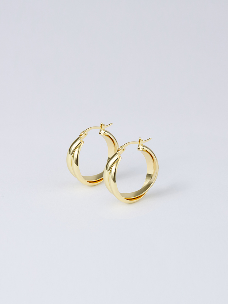 925純銀雙圈交錯大耳環