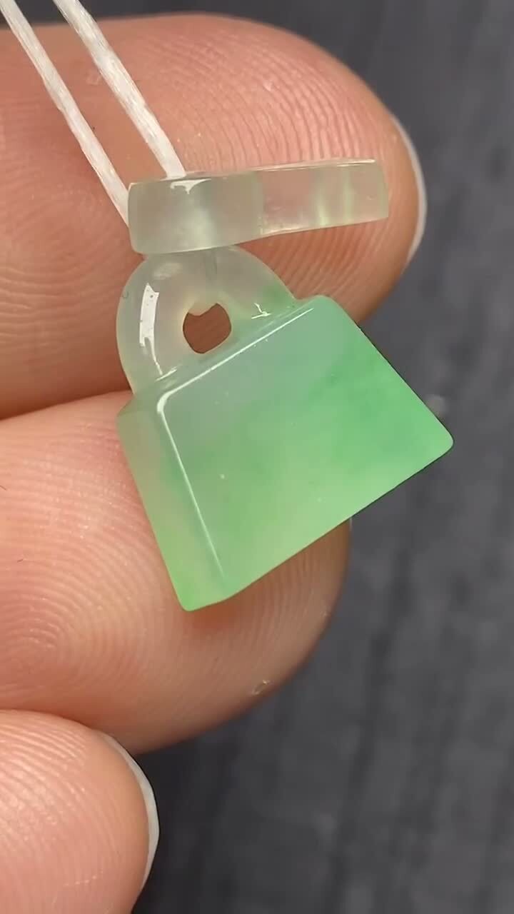 翡翠高冰陽綠平安鎖一套,天然翡翠A玉, 緬甸玉, Jade, Jadeite