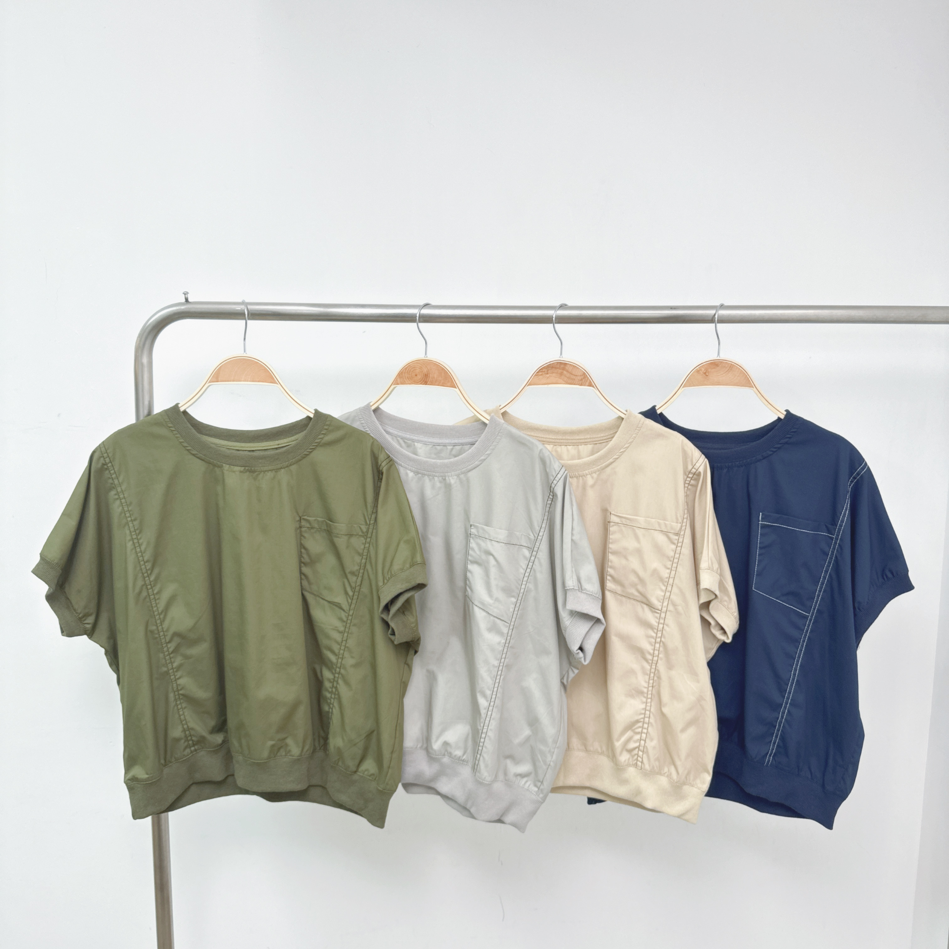 【預訂】車線口袋小蝙蝠袖TOP (C21-C24)