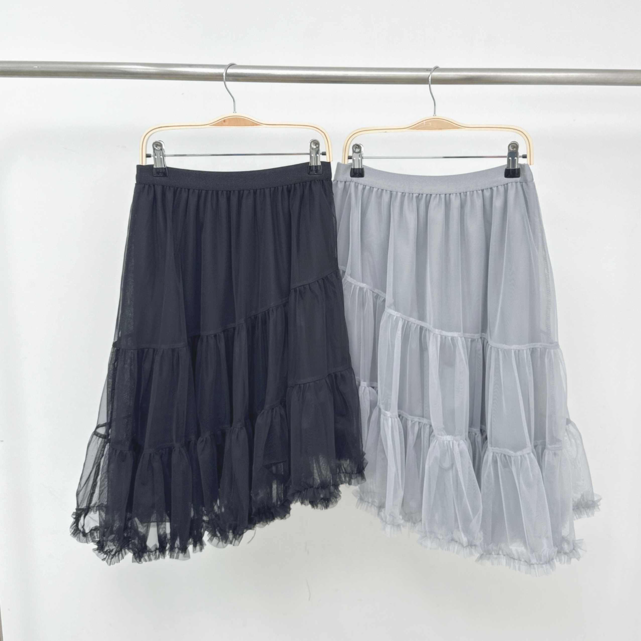 【預訂】花邊斜腳層次短紗裙-有內裡 (C8-C9)