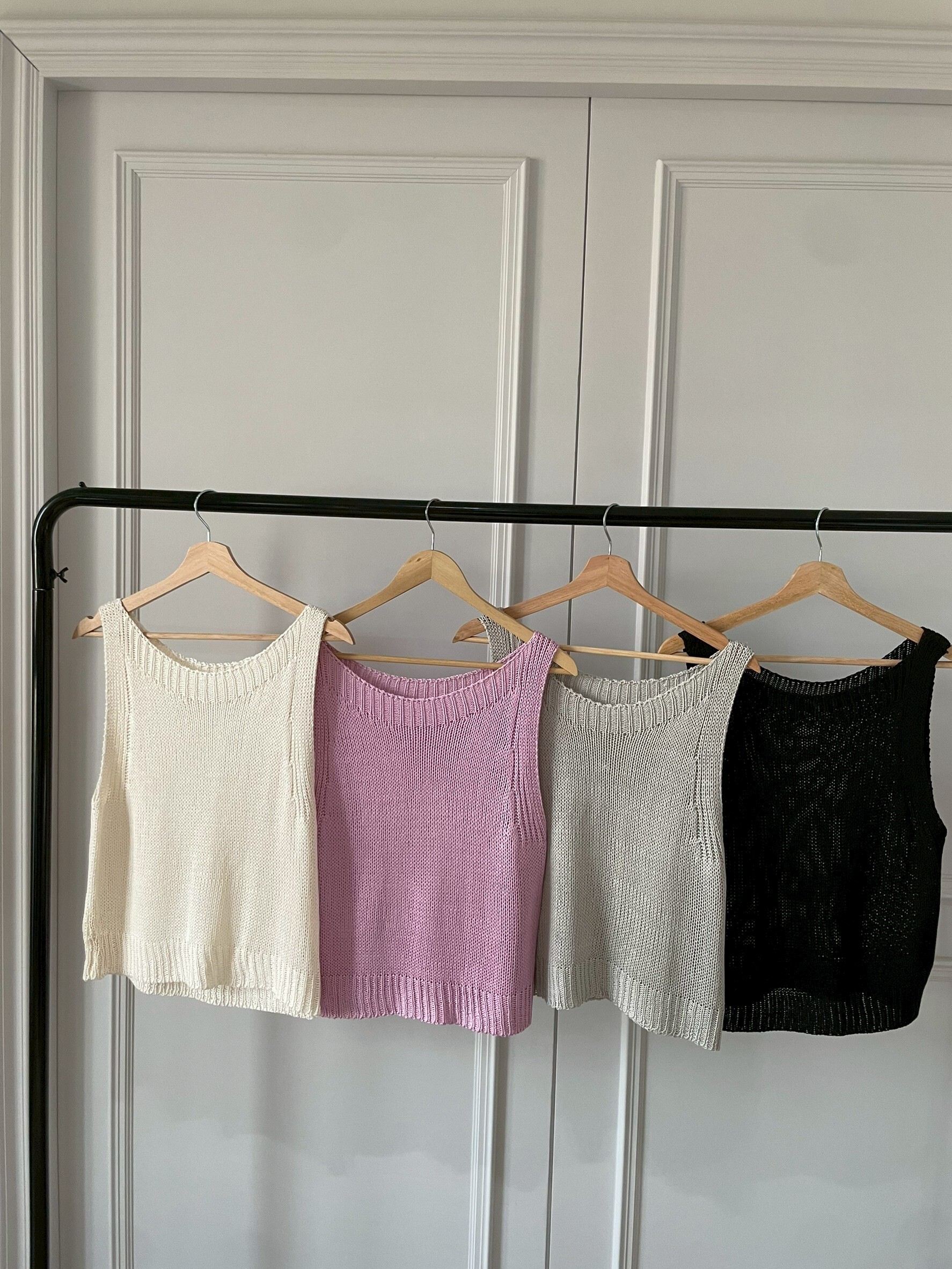 #AM60 傘狀鉤織背心(黑/灰/粉/杏)