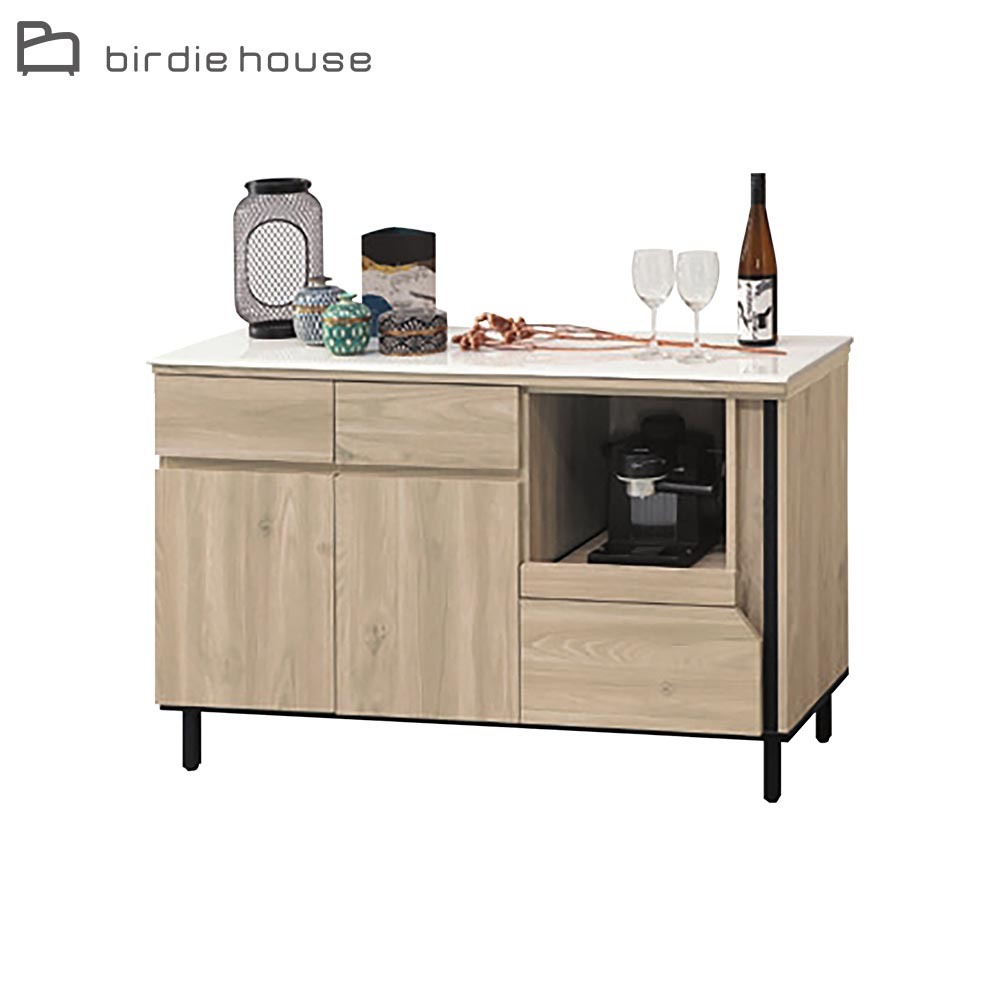 柏蒂家居-羅迪4尺石面收納餐櫃/碗盤櫃/電器櫃/置物矮櫃