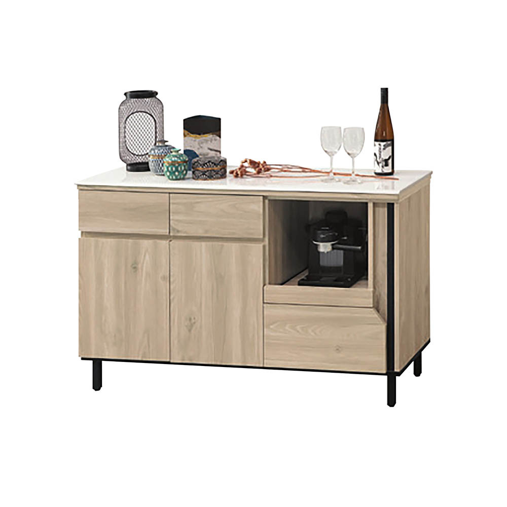 柏蒂家居-羅迪4尺石面收納餐櫃/碗盤櫃/電器櫃/置物矮櫃